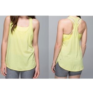 Lululemon 105 F Singlet Heathered Sheer Lemon Size 4 EUC